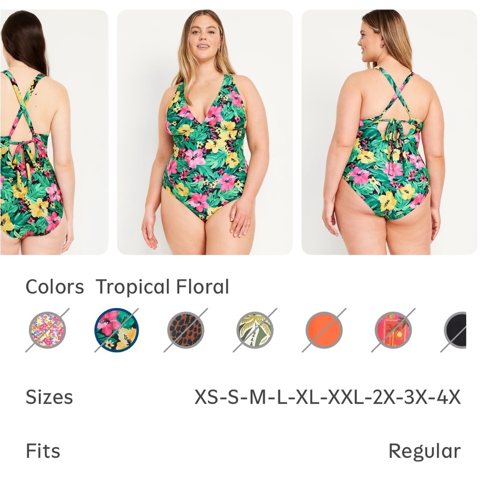 Old Navy Tropical Floral Tie-Back One-Piece Swimsuit